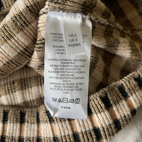 Anthropologie Maeve Striped Turtle Neck Jumper Sz S Brown Tan Indie Retro 70s - Picture 14 of 15